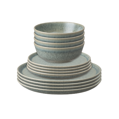 Dapple Dark Green 12 Piece Tableware Set