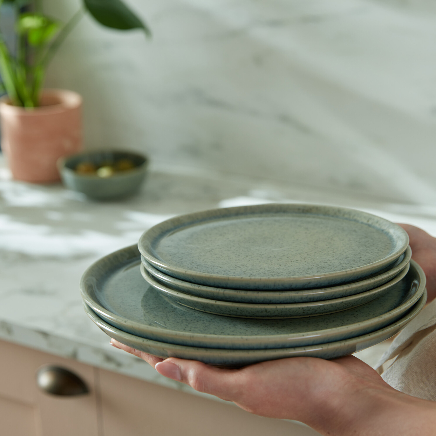 Dapple Dark Green Dinner Plate - Set Of 4