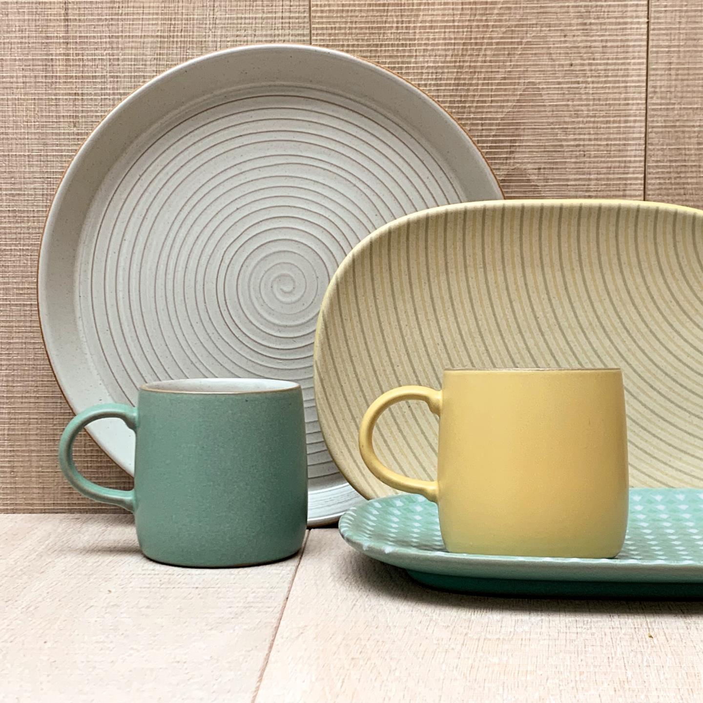 Impression Assorted Small Mugs Mustard And Mints - Set Of 2