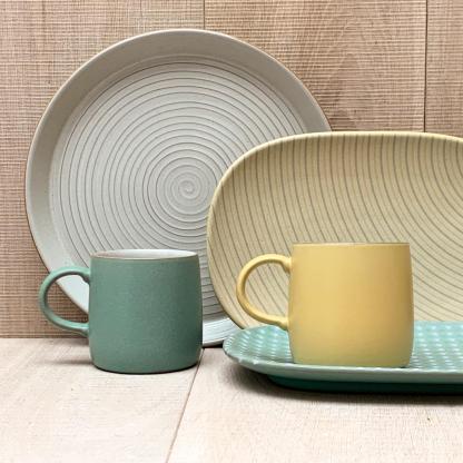 Impression Assorted Small Mugs Mustard And Mints - Set Of 2