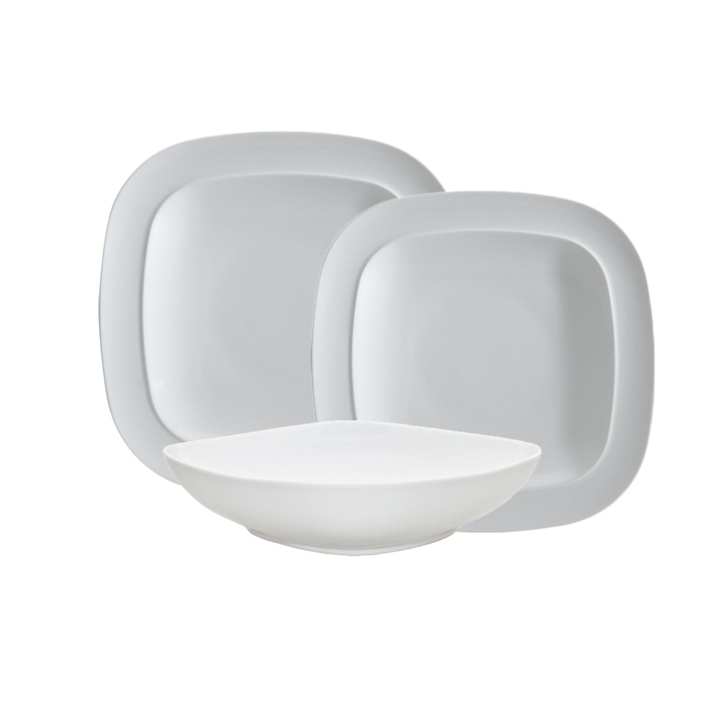 White Squares 12 Pc Set With Pasta Bowl