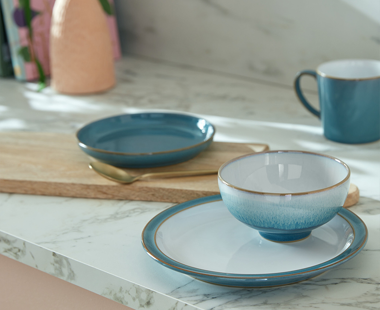 新品稀少　Denby デンビー AZURE ラージプレート 3枚 Azure & Azure Haze – Denby