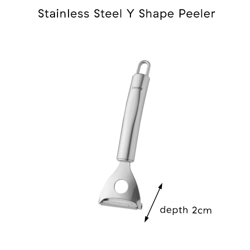 {"default":"stainless steel Y shape peeler: size length 19cm, width 5.5cm and depth 2cm"}
