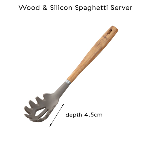 {"default":"wood and silicone spaghetti server: size length 31cm, width 6.2cm and depth 4.5cm"}
